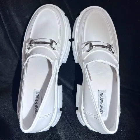 Steve Madden White Trifecta Platform Loafers