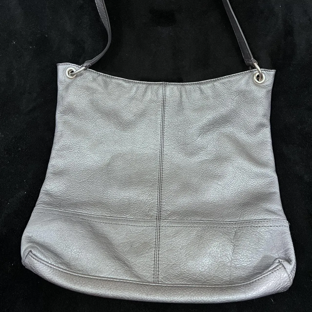 Banana Republic Silver Leather Shoulder Bag, photo 1 of 4
