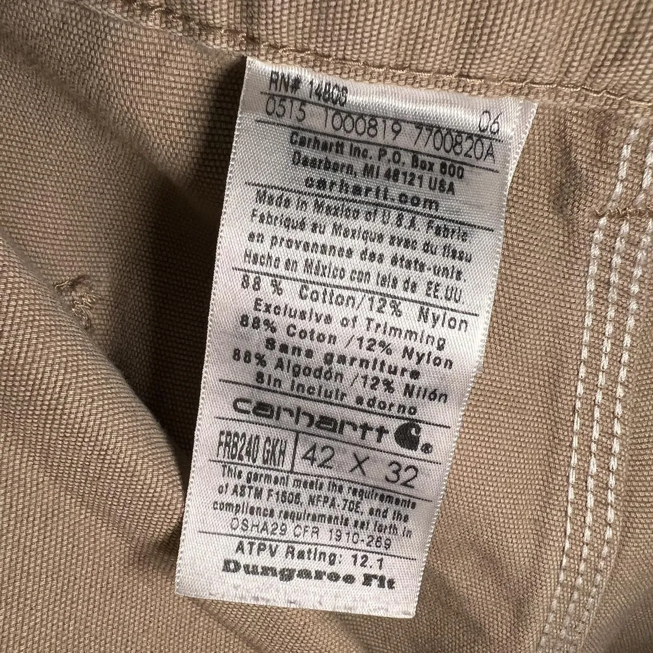 Vintage Carhartt Khaki Cargo Pants, photo 5 of 5