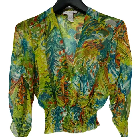Charlotte Russe Multicolor Long Sleeve Sheer Blouse