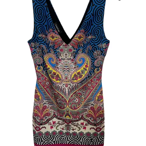 Vintage Bebe Deja Vu Paisley Bodycon Dress