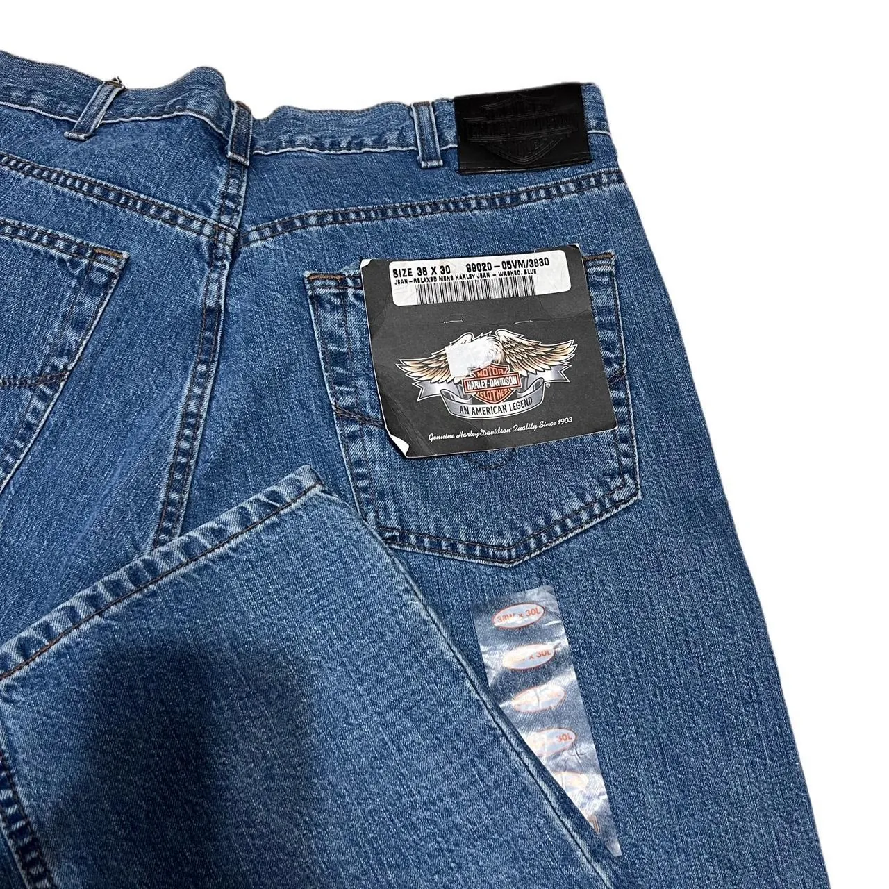 Harley Davidson Embroidered Emblem Black Logo Wide Leg Jeans, photo 1 of 6