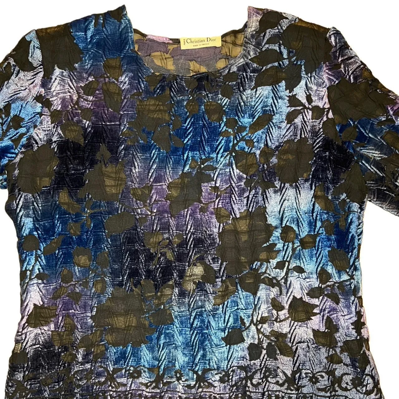 Rare Vintage Christian Dior Blue Colorful Mesh Blouse, photo 2 of 3
