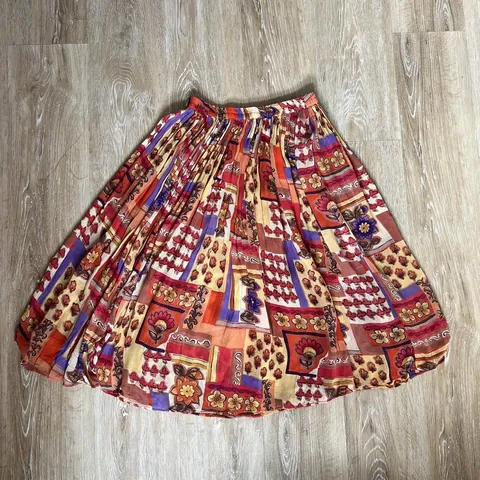 Enjoy Multi-Colored Retro Midi Skirt