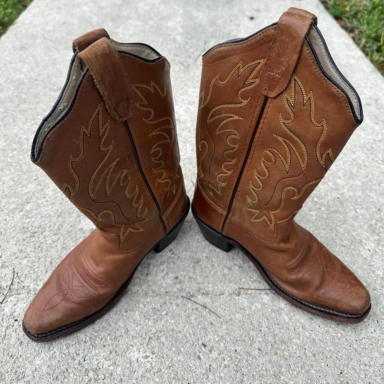 Old West Brown Leather Cowboy Boots, photo 3 of 7