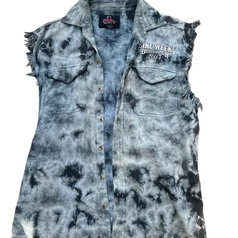 Vintage Bike Week Tie-Dye Button Up Vest