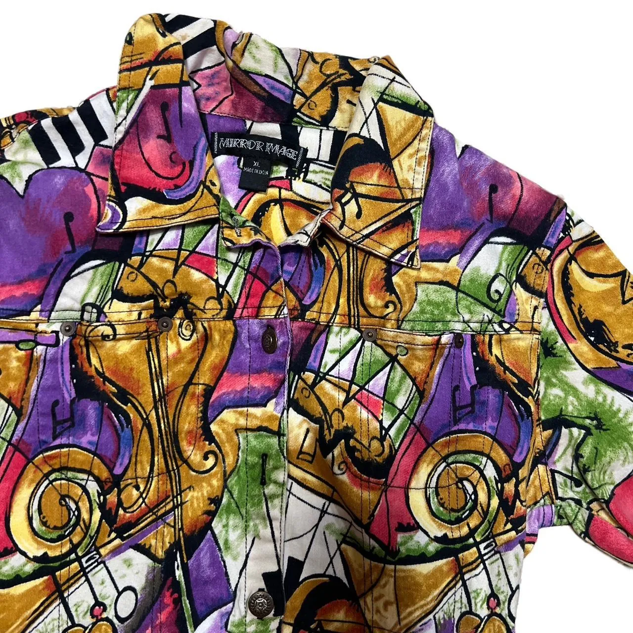 Vintage Mirror Image Abstract Picasso Artsy Denim Jacket, photo 2 of 4