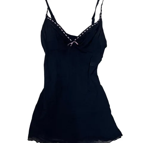 Black Mesh Camo Nightdress with Pink Trim and Bow