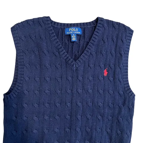 Polo Ralph Lauren Navy Cable Knit Cotton Sleeveless Kids Sweater Vest