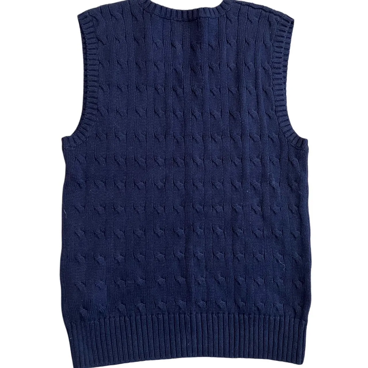 Polo Ralph Lauren Navy Cable Knit Cotton Sleeveless Kids Sweater Vest, photo 3 of 3
