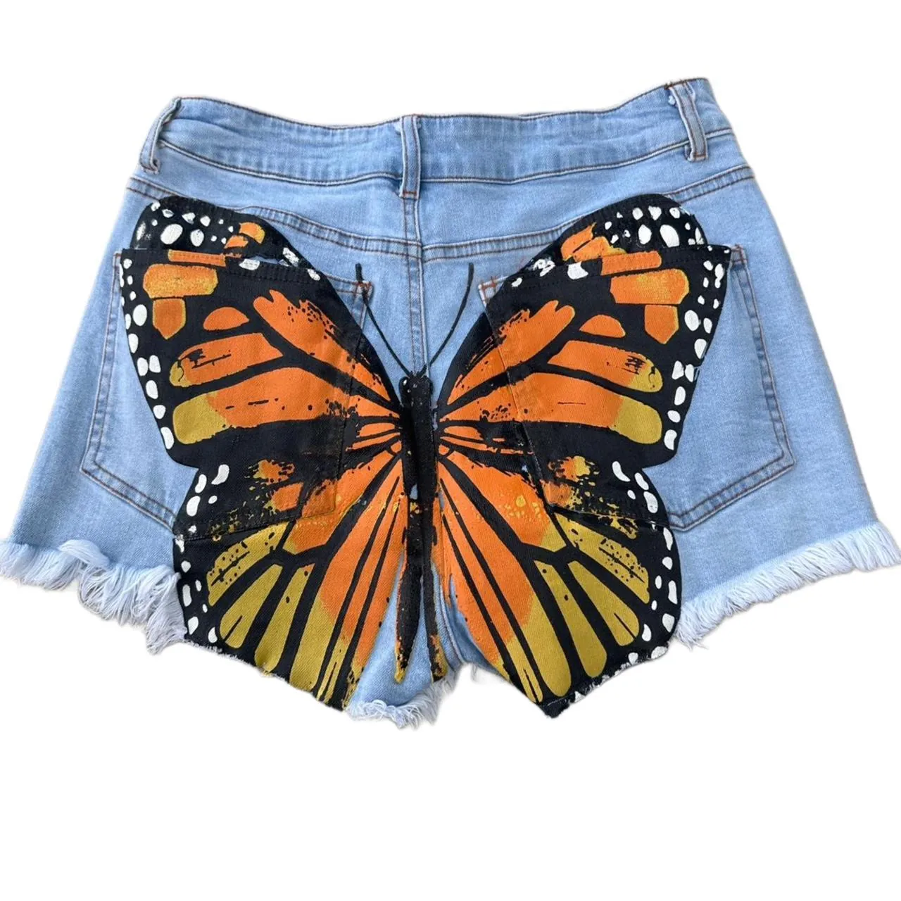 Denim Shorts with Butterfly Design on Butt, photo 1 of 3