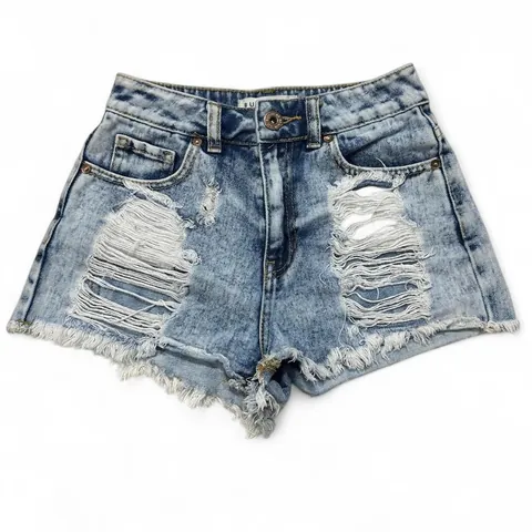 Bullhead Denim Distressed Bleach Dyed Denim Shorts