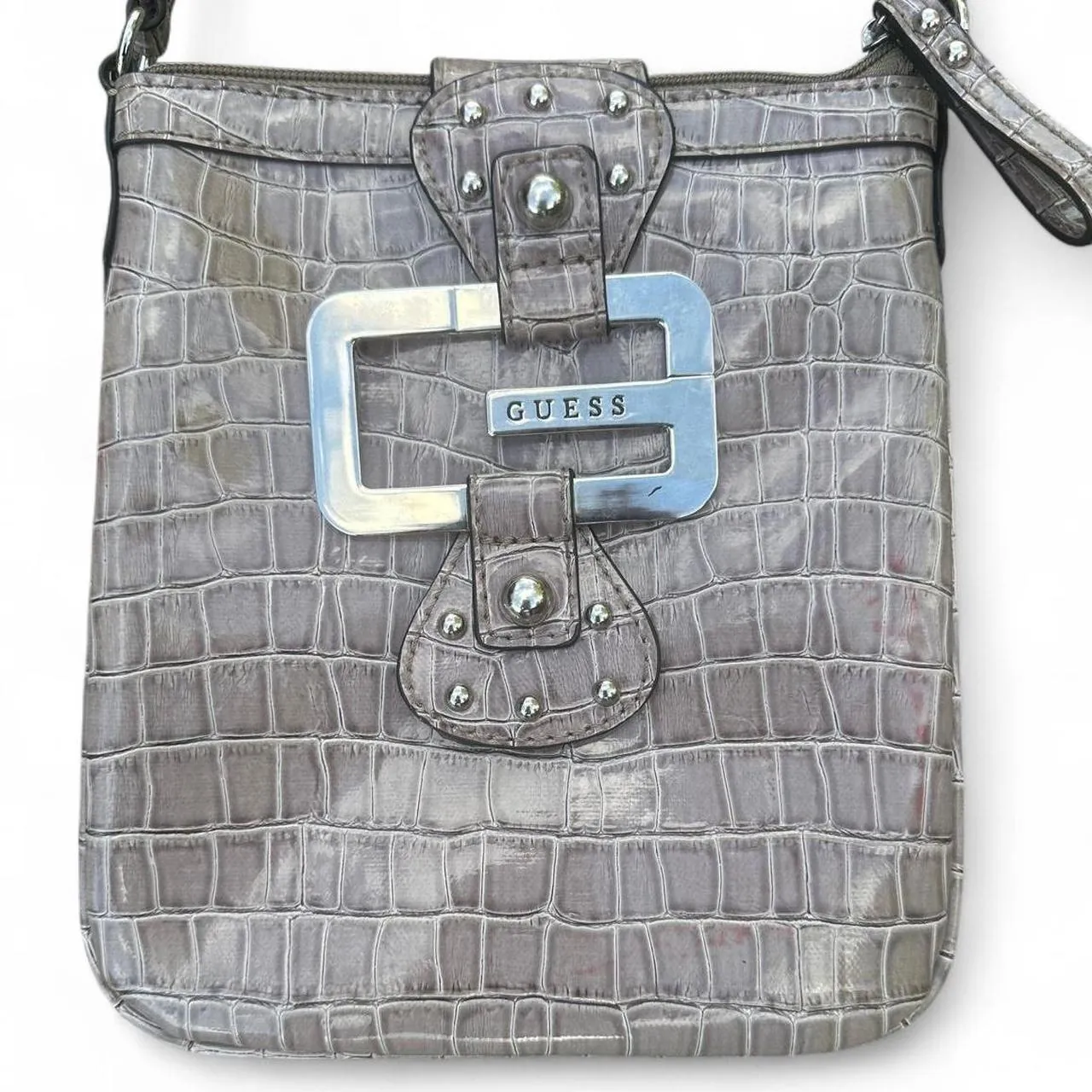 Vintage Guess Grey Snakeskin Print Crossbody Bag, photo 1 of 5