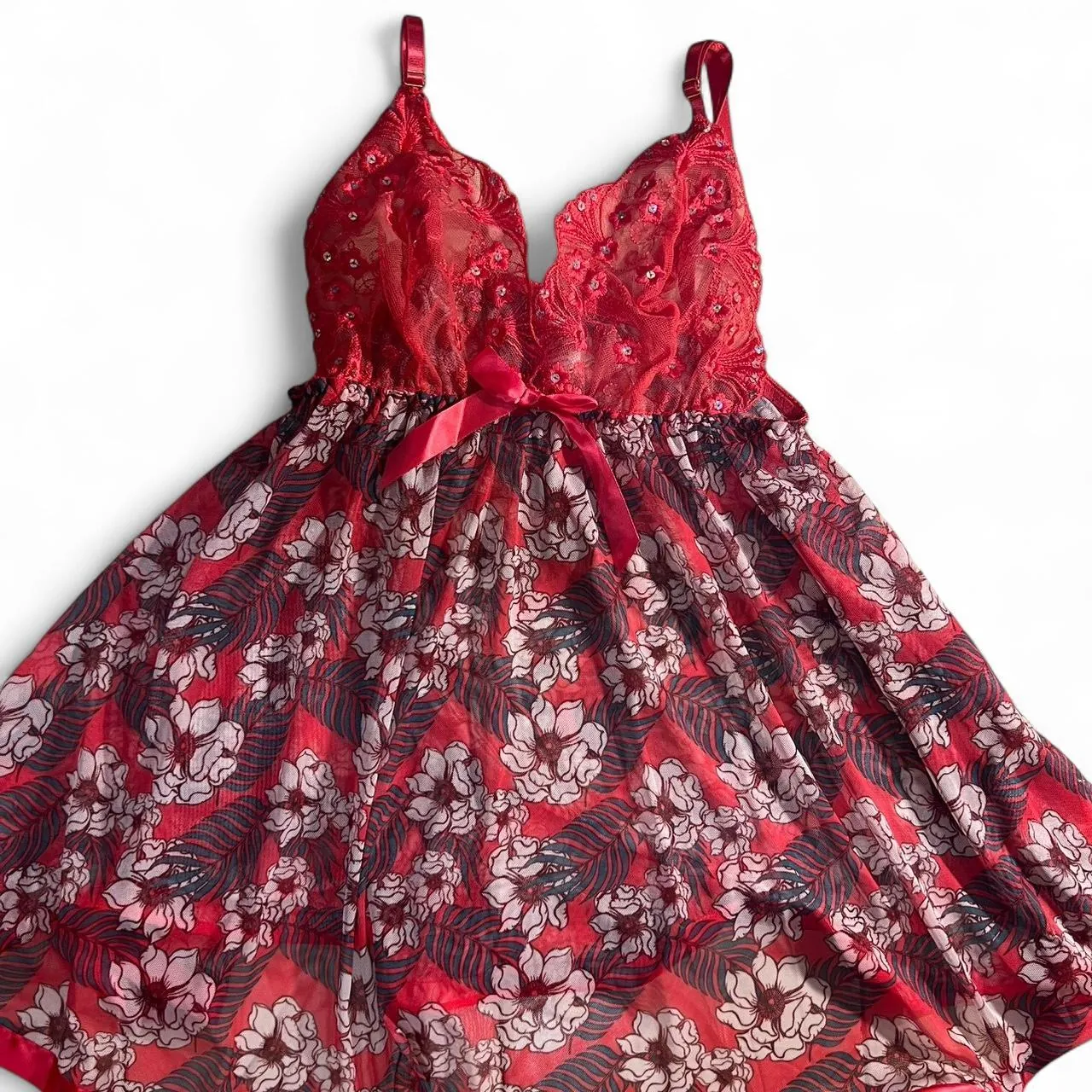 Vintage Y2K Pink Floral Lace Mini Dress, photo 2 of 4