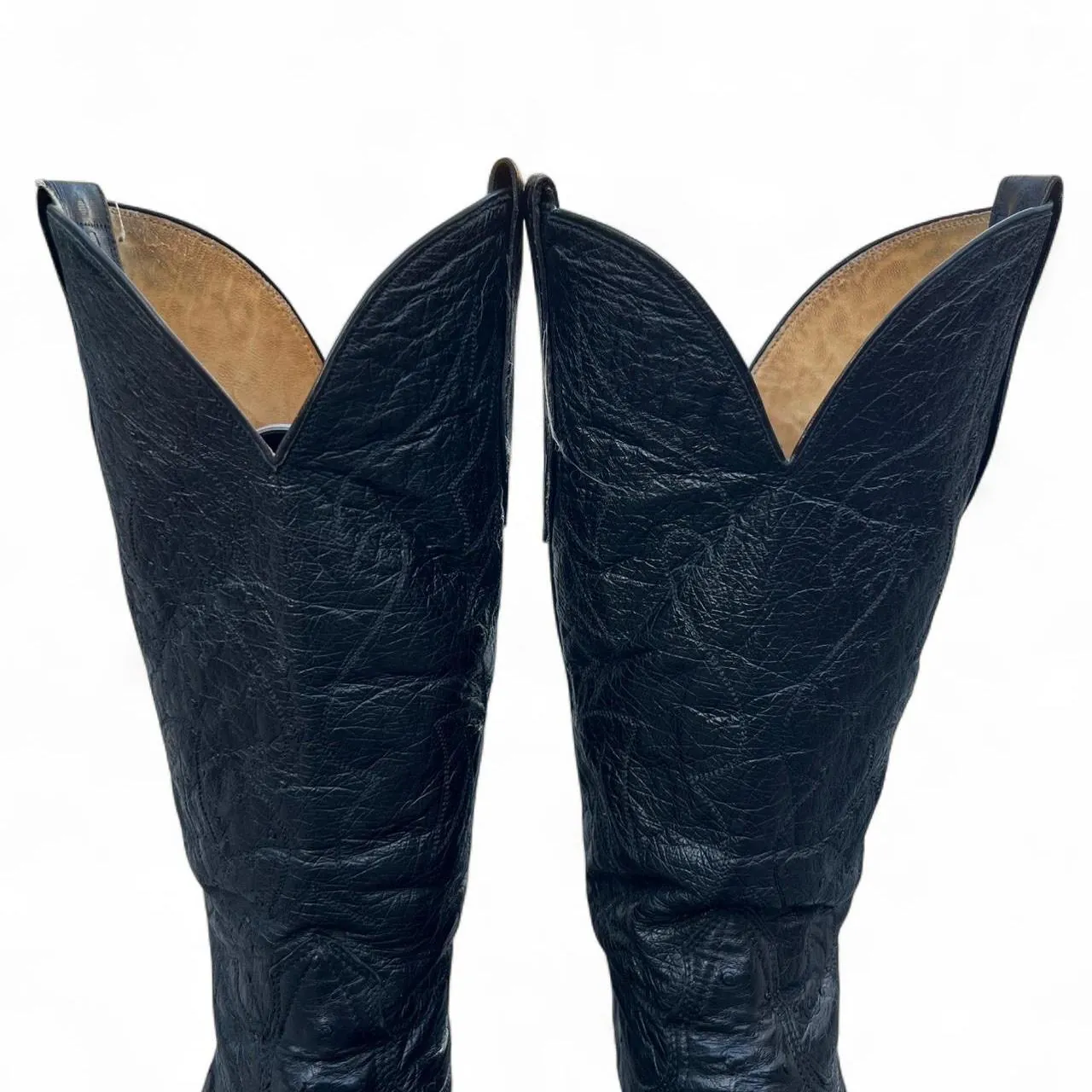 Vintage Legacy Black Western Cowboy Boots with Ostrich Leather, photo 4 of 6
