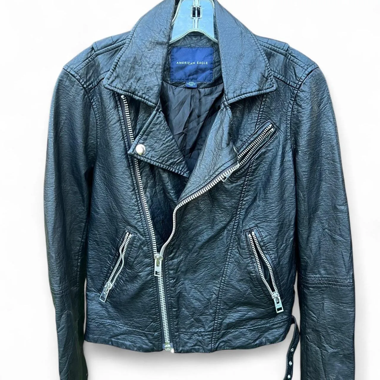 American Eagle Black Leather Moto Jacket, photo 1 of 4