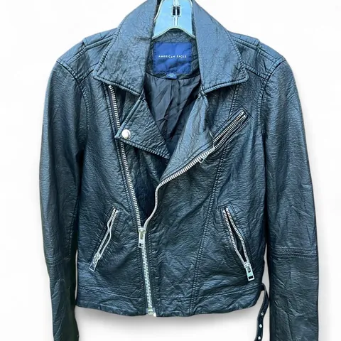 American Eagle Black Leather Moto Jacket