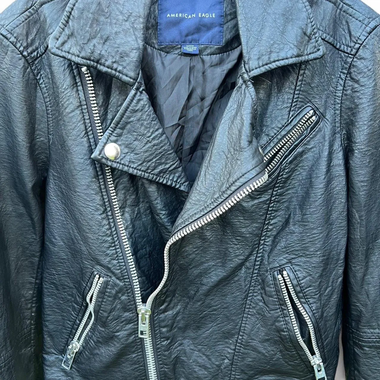 American Eagle Black Leather Moto Jacket, photo 2 of 4