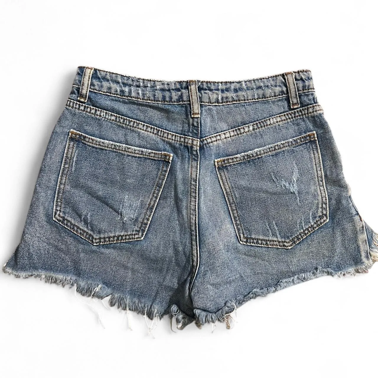 Signature 8 High Waisted Distressed Denim Shorts, photo 3 of 4
