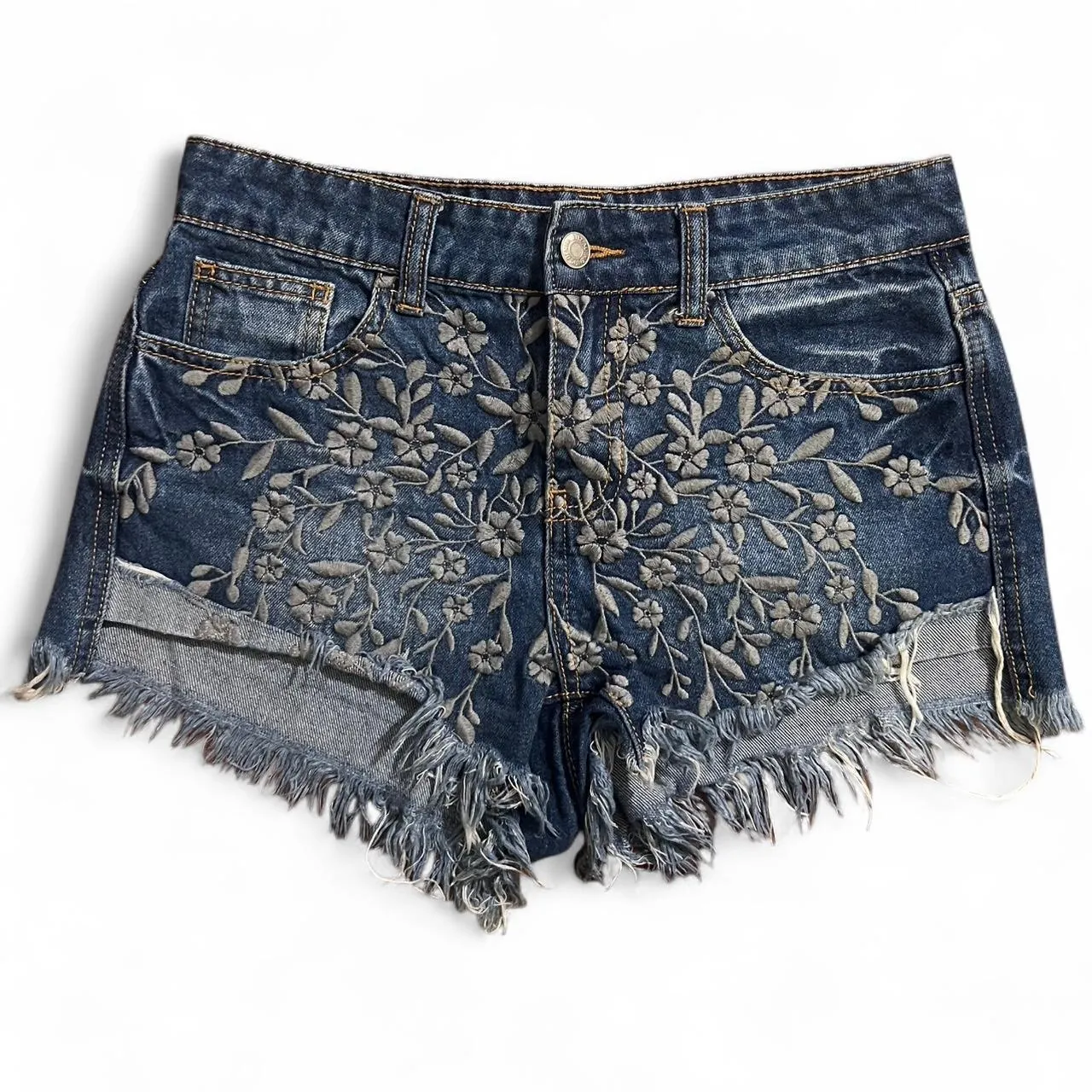 Litz Y2K Embroidered Floral Denim Shorts, photo 1 of 4