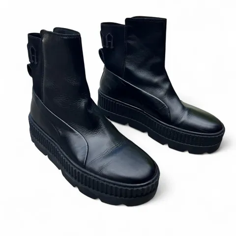 Black Puma Fenty Leather Platform Chelsea Booties