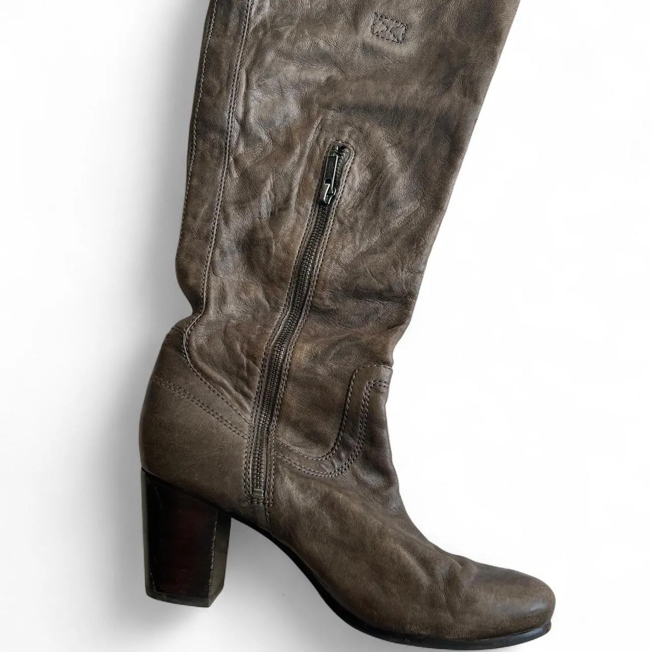 Vintage Frye Carson Distressed Knee High Boots, photo 3 of 6