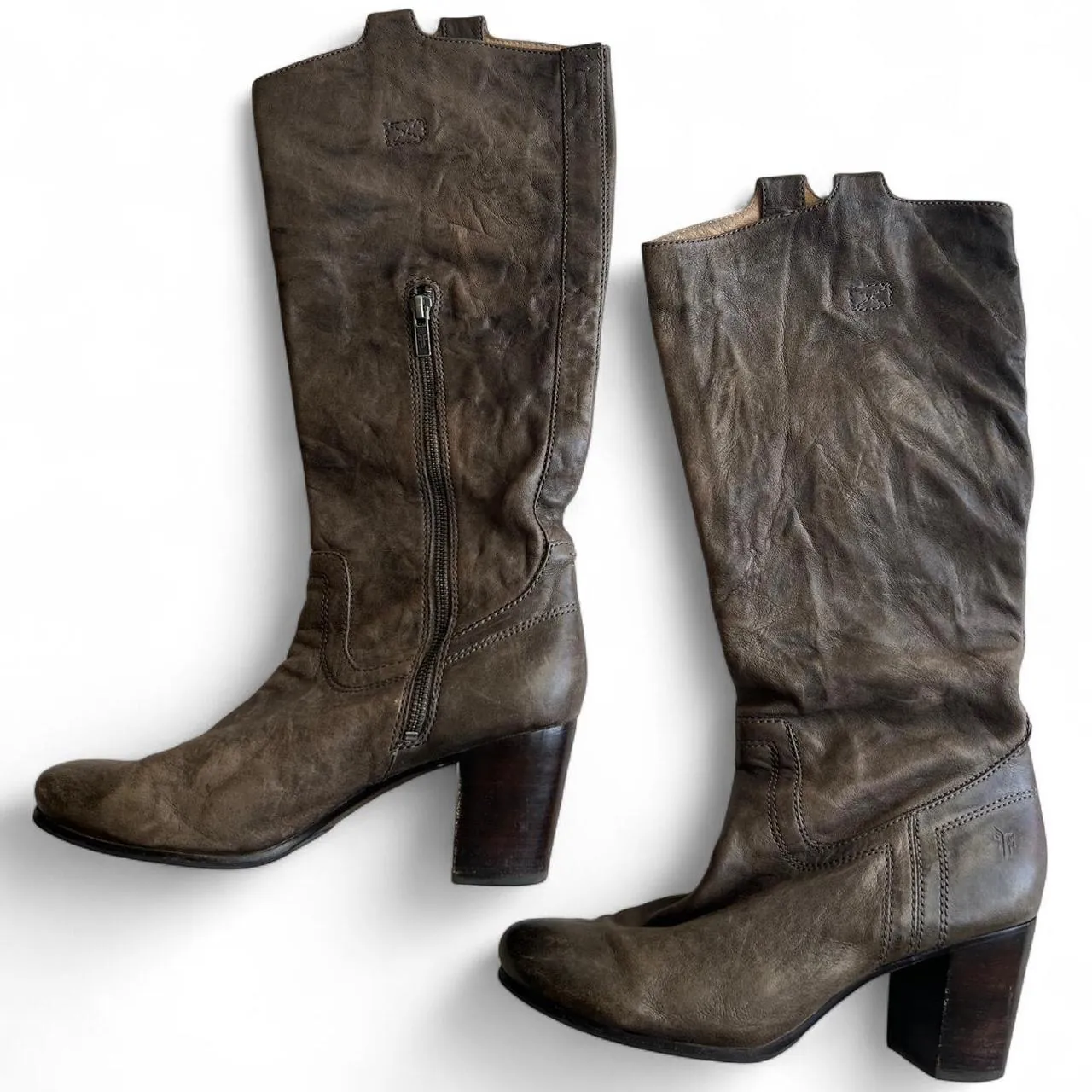 Vintage Frye Carson Distressed Knee High Boots, photo 4 of 6
