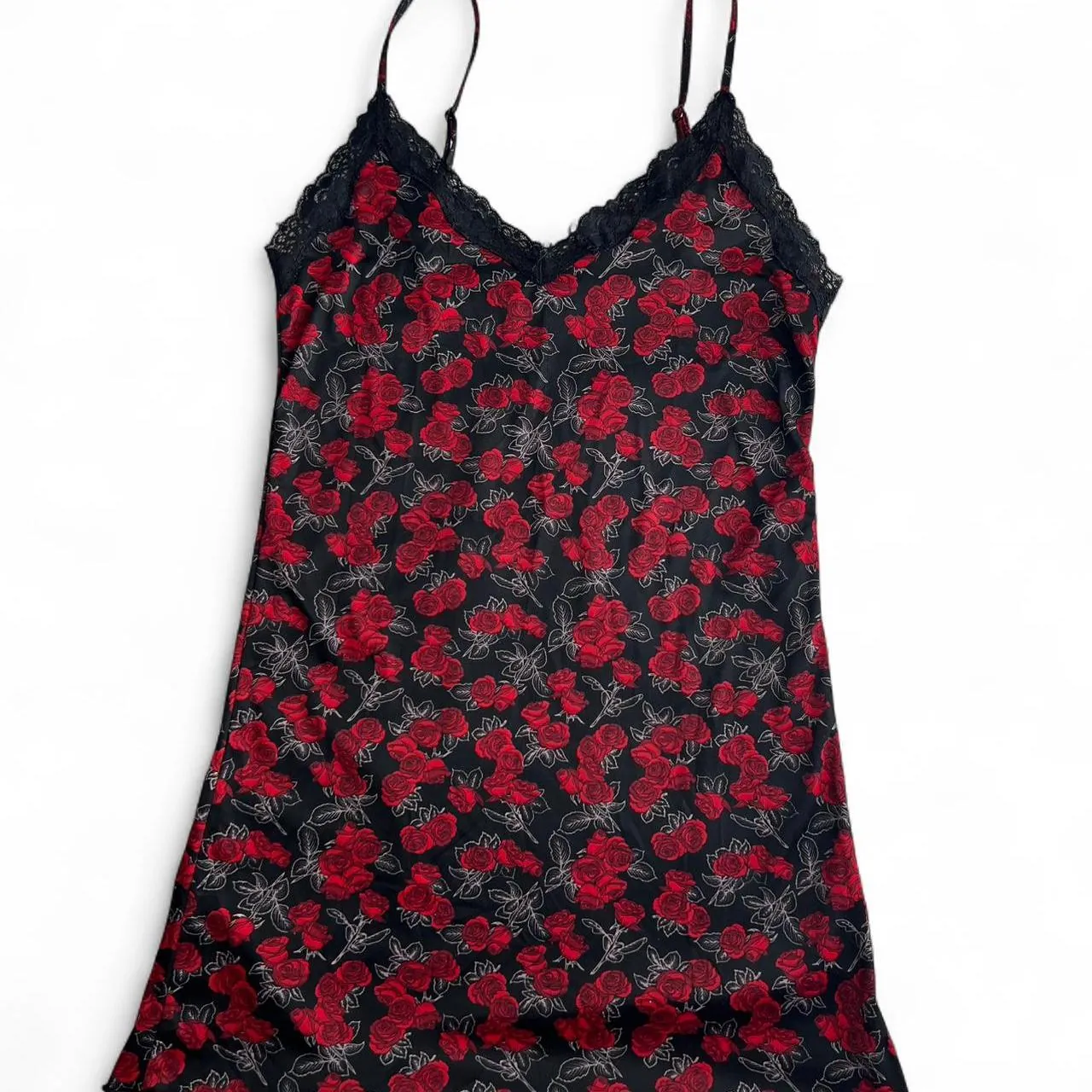 Vintage Marisa Red Floral Babydoll Slip Dress, photo 1 of 4