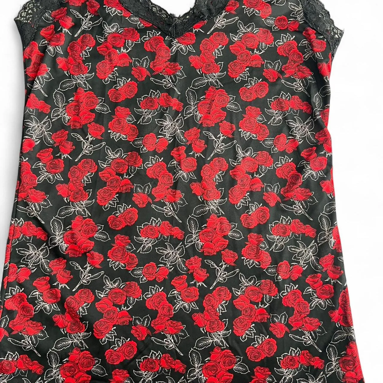 Vintage Marisa Red Floral Babydoll Slip Dress, photo 2 of 4