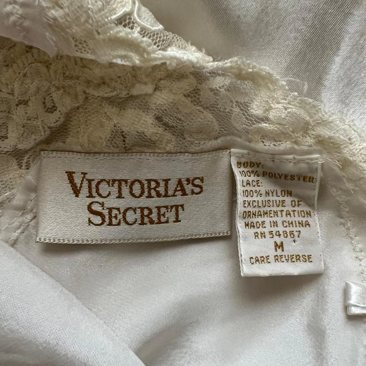 Rare Vintage Victoria’s Secret Gold Label Silver Satin Slip Dress with Lace & Pearl Details, photo 6 of 6