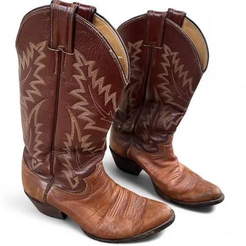 Vintage Justin Brown Leather Western Cowboy Boots