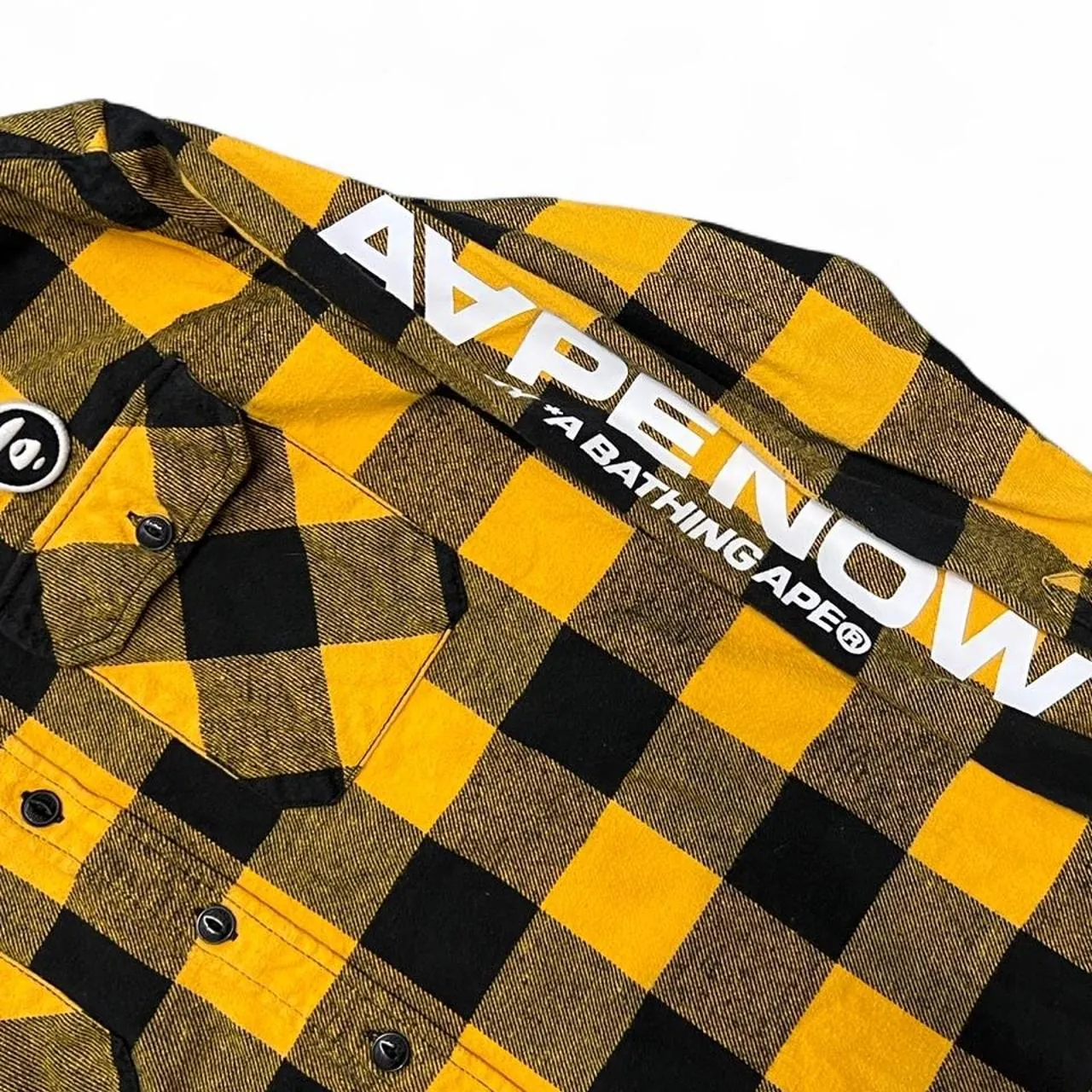 Rare AAPE by A Bathing Ape Yellow Hooded Flannel Shirt, photo 5 of 8