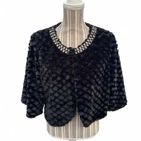 Vintage Haani Faux Fur Shrug Cape Jacket