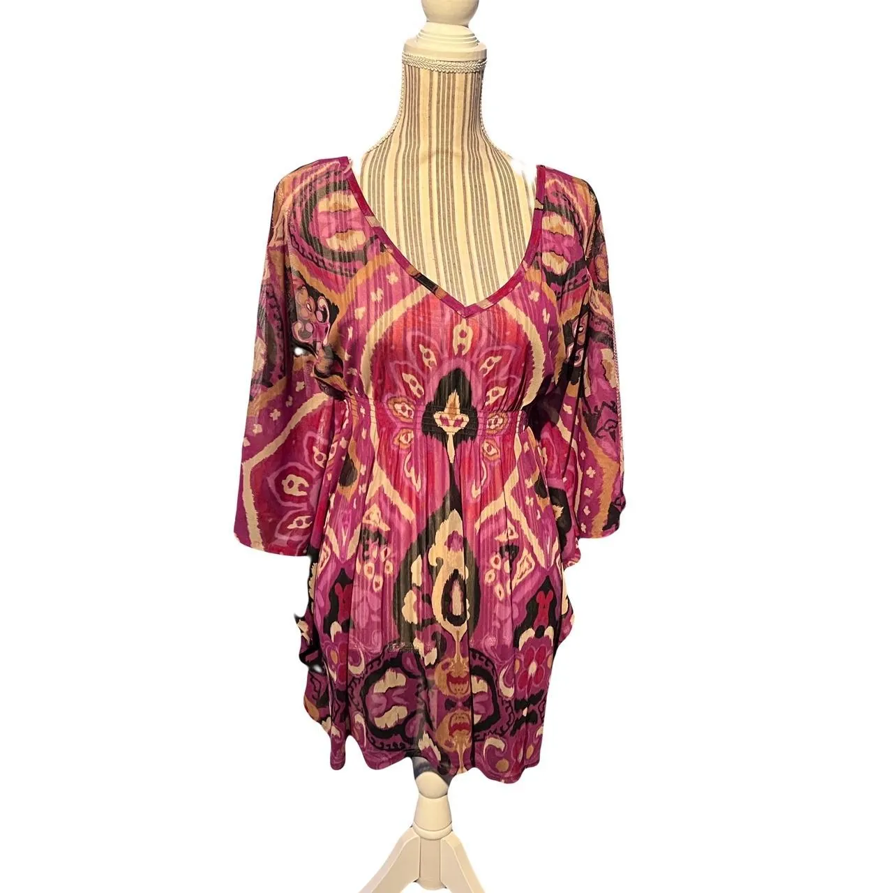INC International Concepts Pink Colorful Boho Blouse, photo 1 of 4
