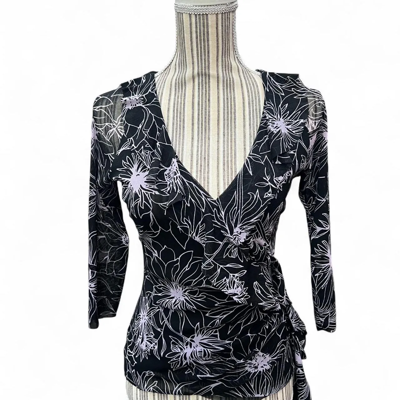 Vintage Y2K Limited Mesh Silky Asymmetrical Blouse, photo 1 of 6