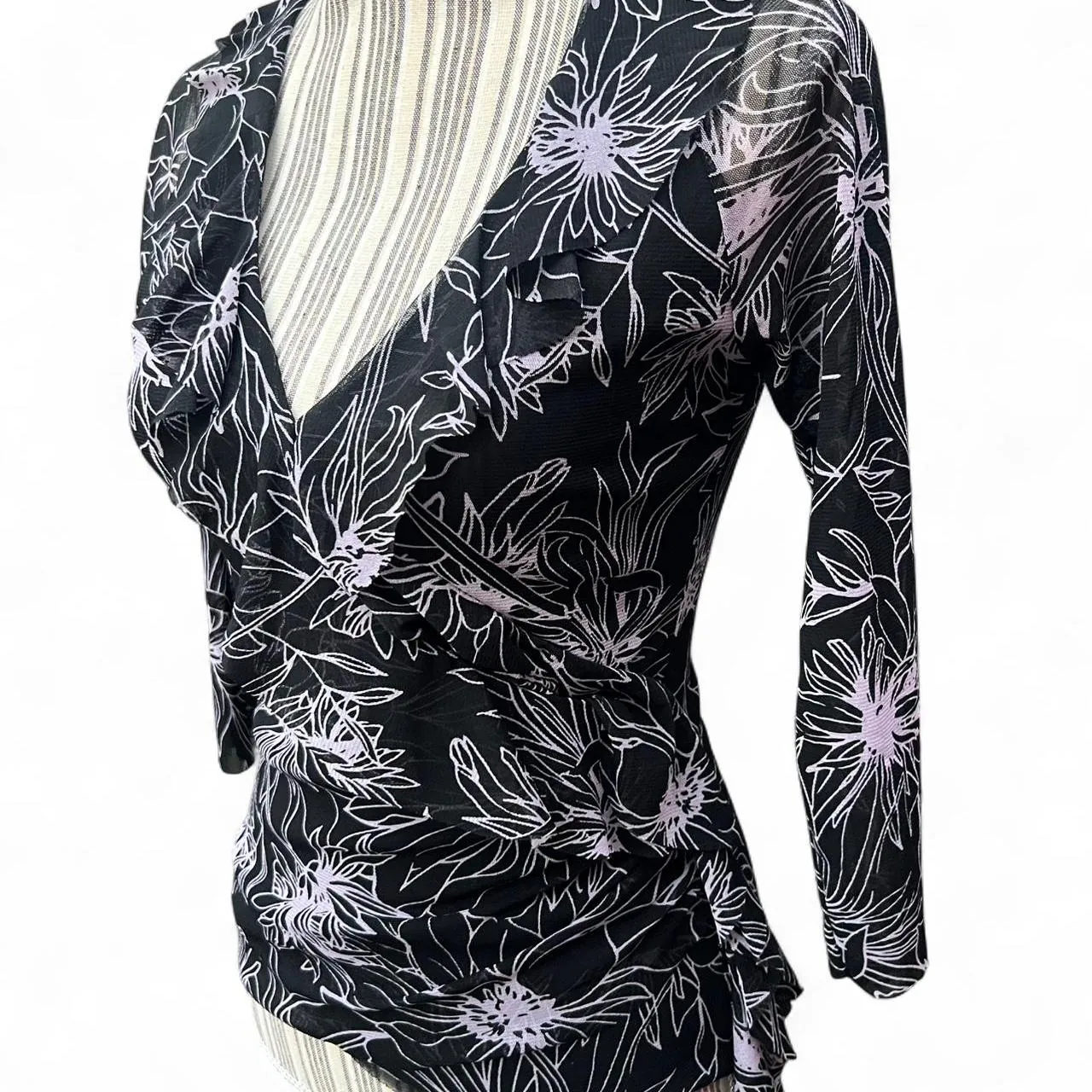 Vintage Y2K Limited Mesh Silky Asymmetrical Blouse, photo 3 of 6