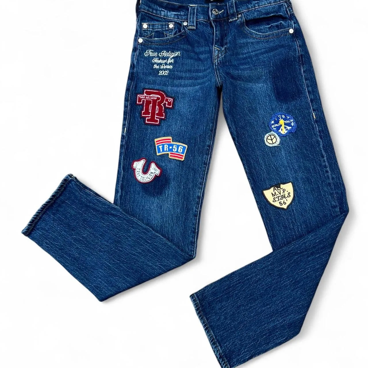 True Religion Ricki Embroidered Patches Straight Jeans, photo 1 of 5