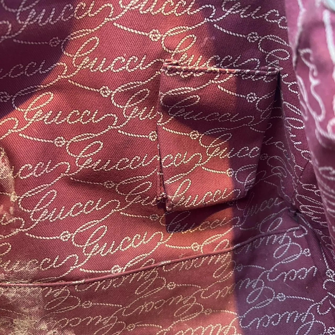 Rare Gucci Red Web Pink Nylon Canvas Tote Bag, photo 5 of 8