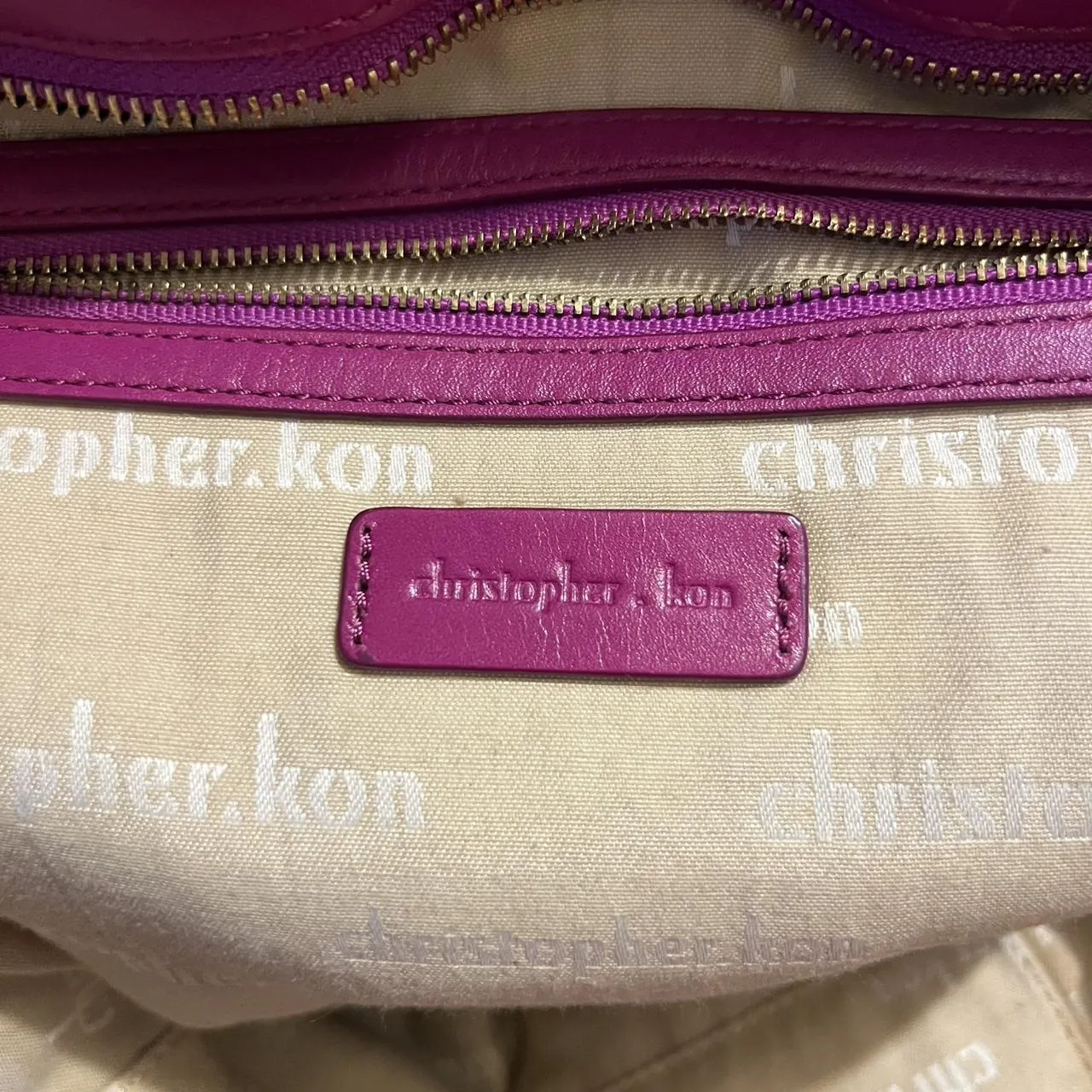 Christopher Kon Leather Grid Detailed Canvas Tote Bag, photo 5 of 5