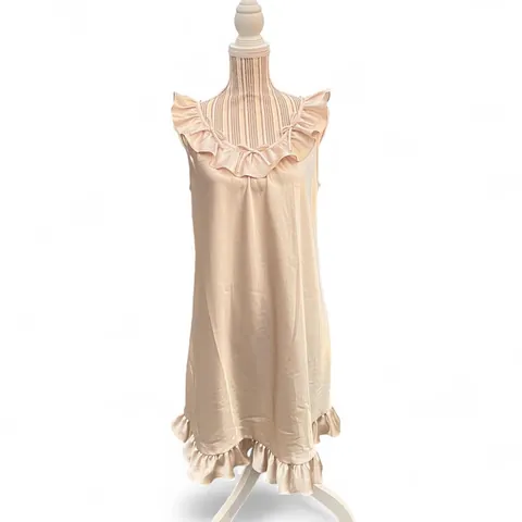 Vintage Cordelia Beige Bow Pleated Satin Dress