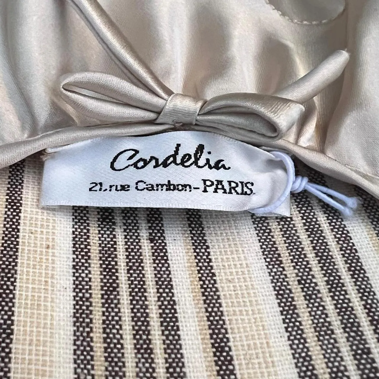 Vintage Cordelia Beige Bow Pleated Satin Dress, photo 5 of 5