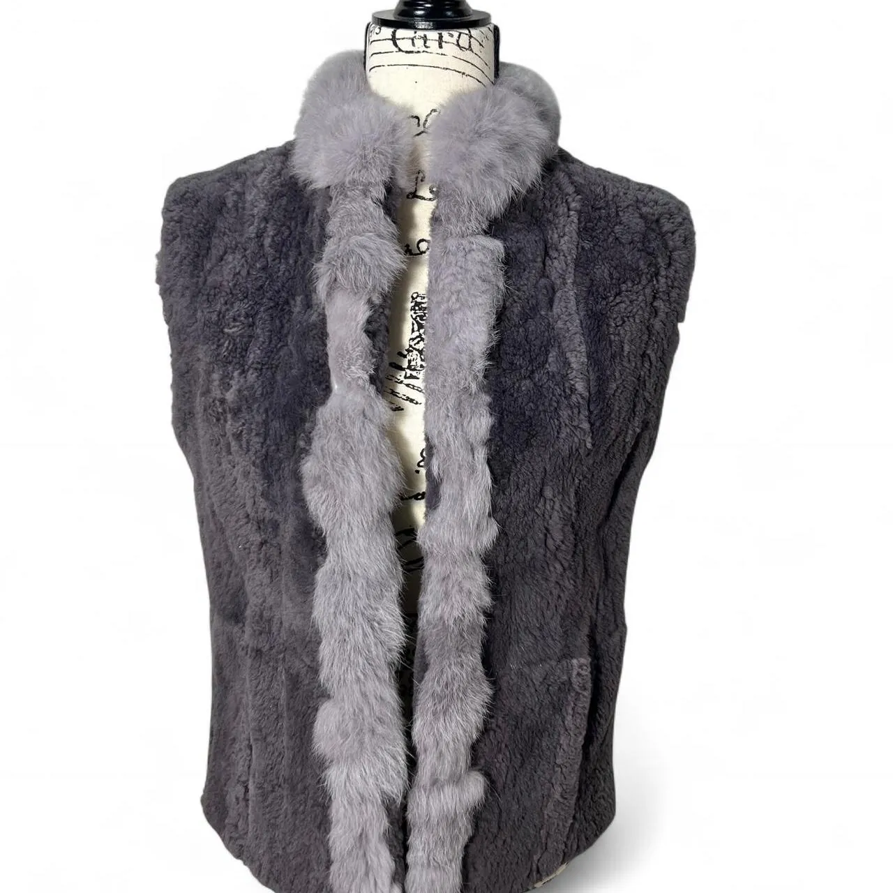 Rare Vintage Rabbit Fur and Wool Grey Vest, photo 1 of 4