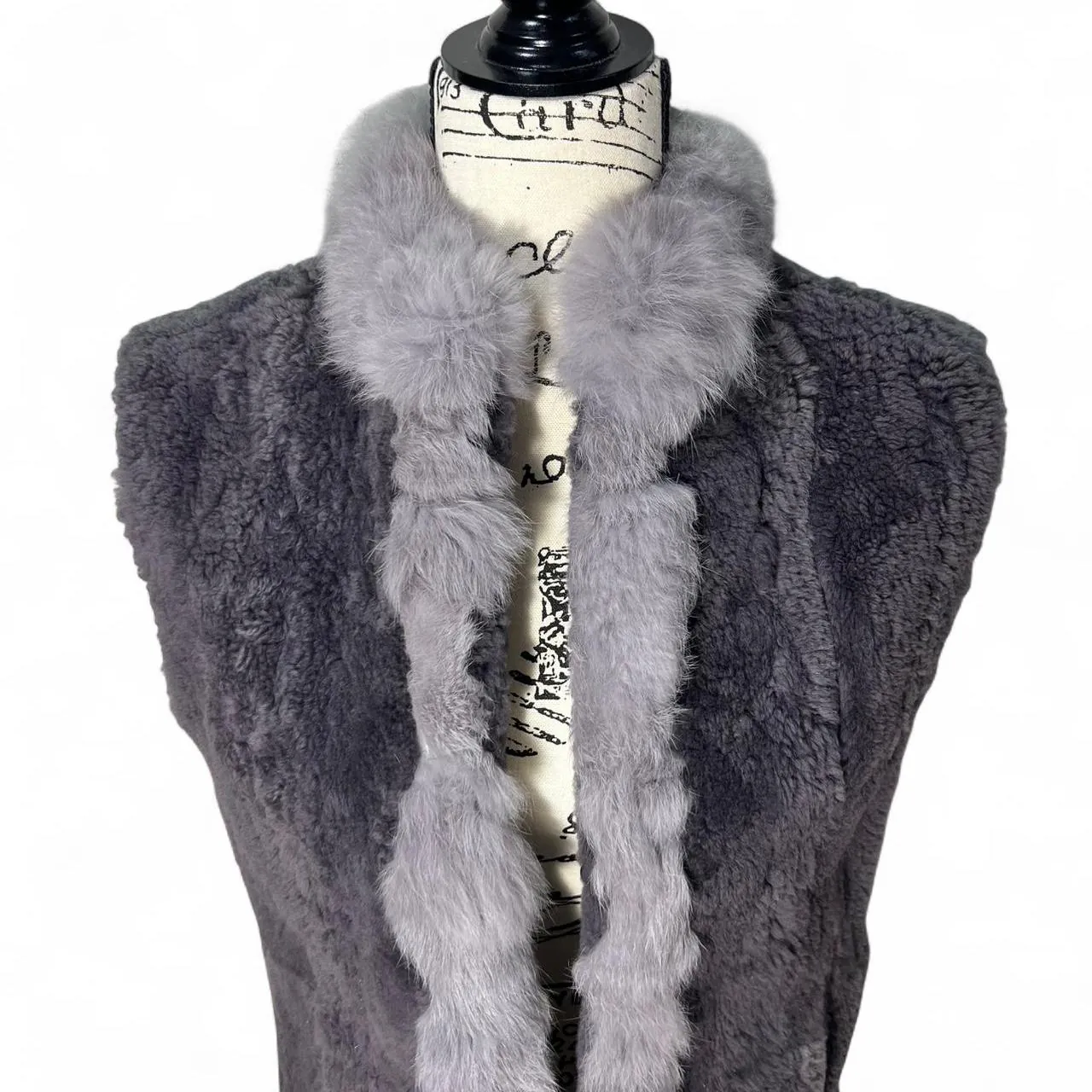 Rare Vintage Rabbit Fur and Wool Grey Vest, photo 2 of 4