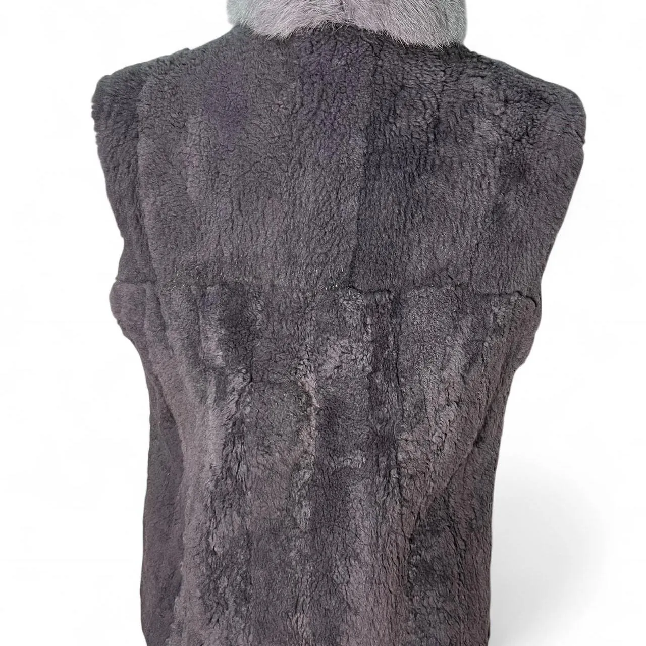 Rare Vintage Rabbit Fur and Wool Grey Vest, photo 3 of 4