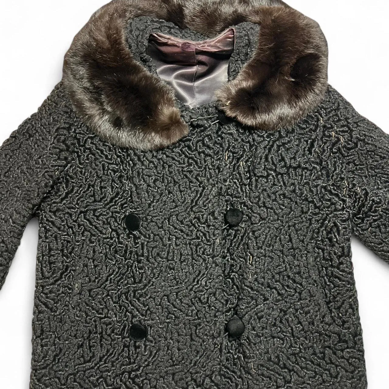 Vintage Fredrick & Nelson Black Lamb Wool and Mink Coat Jacket, photo 1 of 6