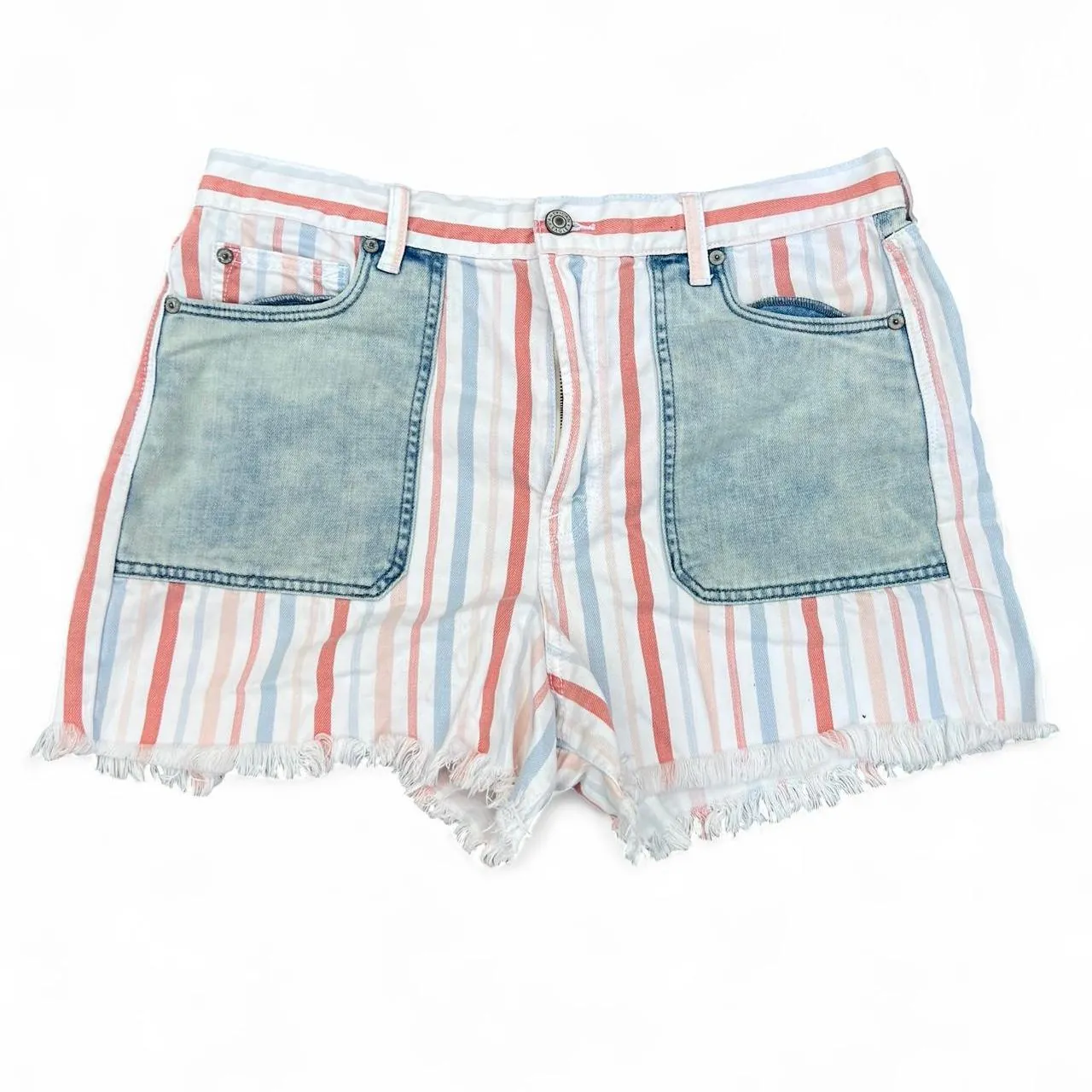American Eagle Striped Denim Mom Shorts, photo 1 of 4