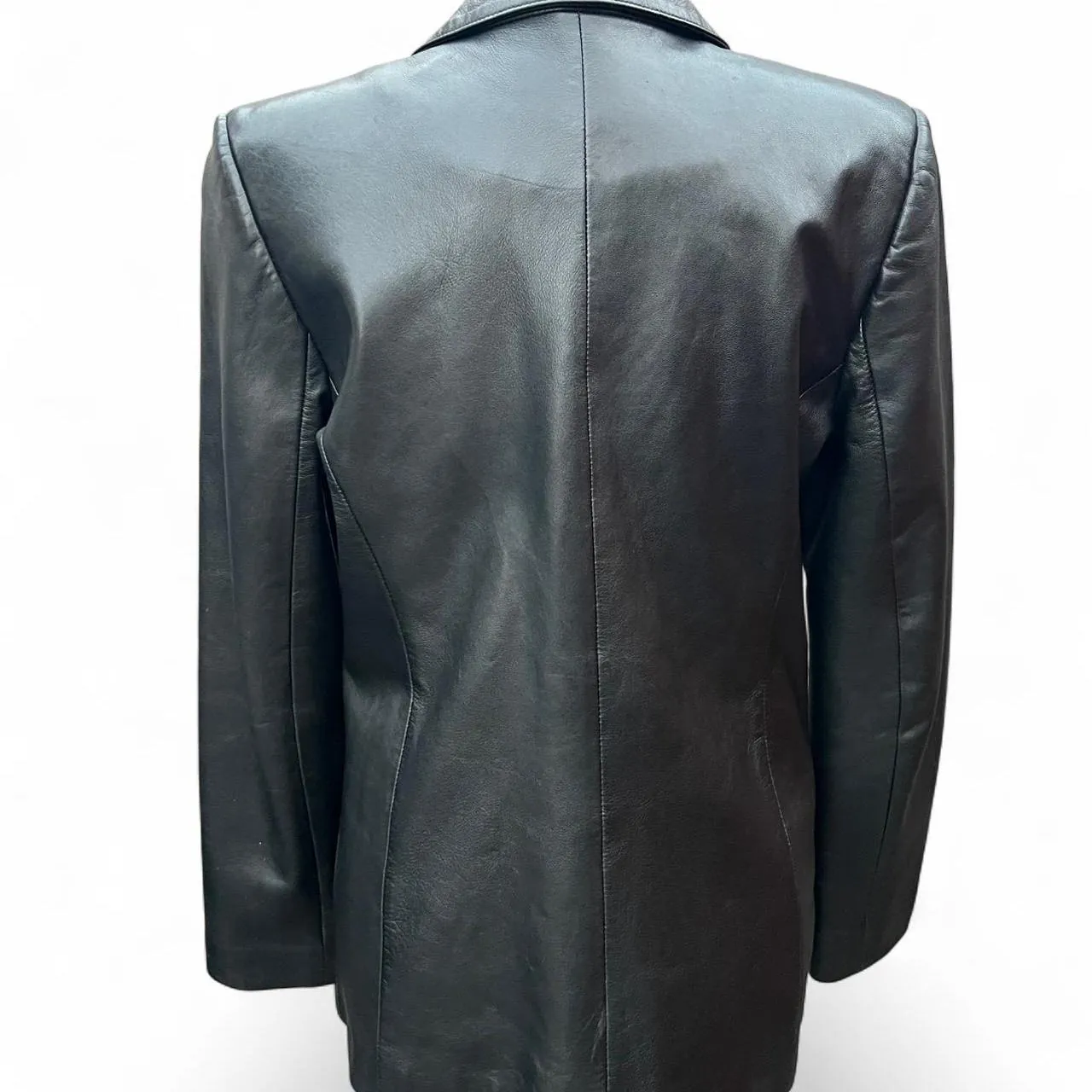 Vintage Margaret Godfrey Black Leather Blazer Jacket, photo 4 of 5