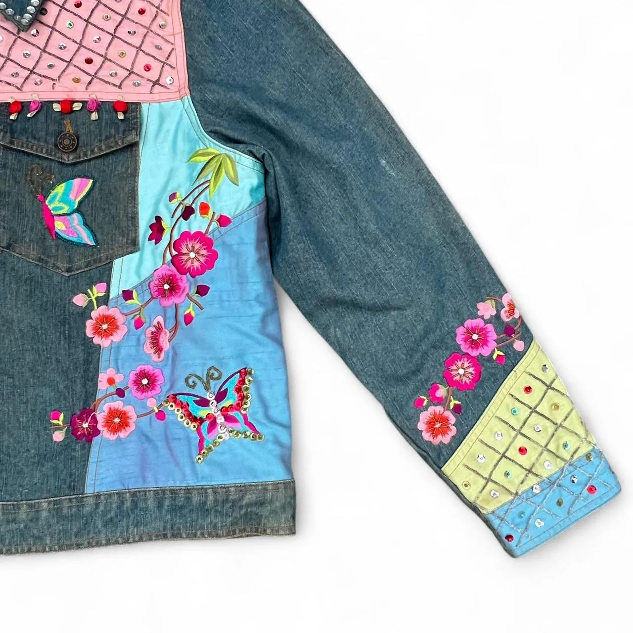 Vintage Berek Takako Sakon Embellished Butterfly Jean Jacket, photo 4 of 6