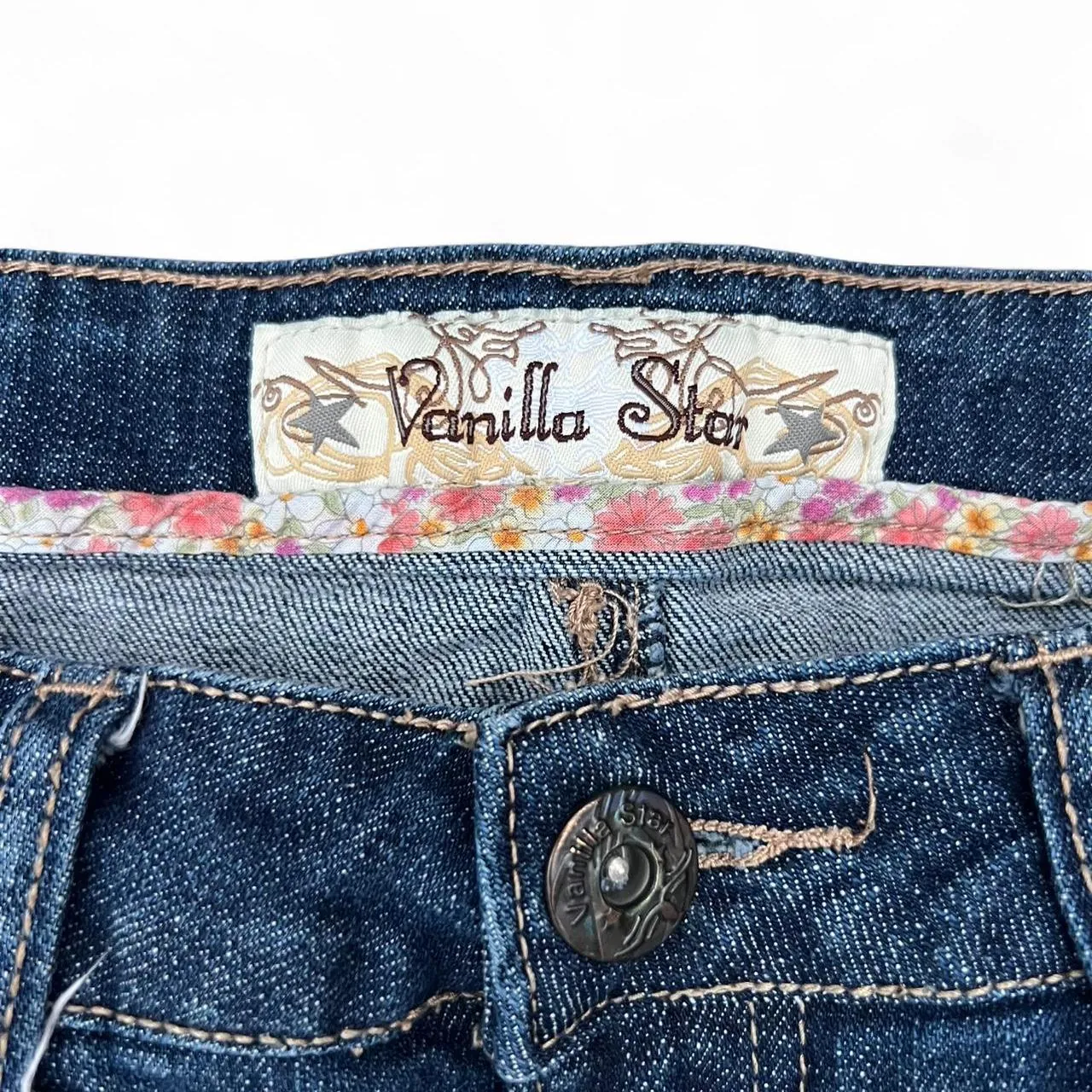 Vintage Vanilla Star Distressed Paint Splatter Low Rise Jeans, photo 4 of 6
