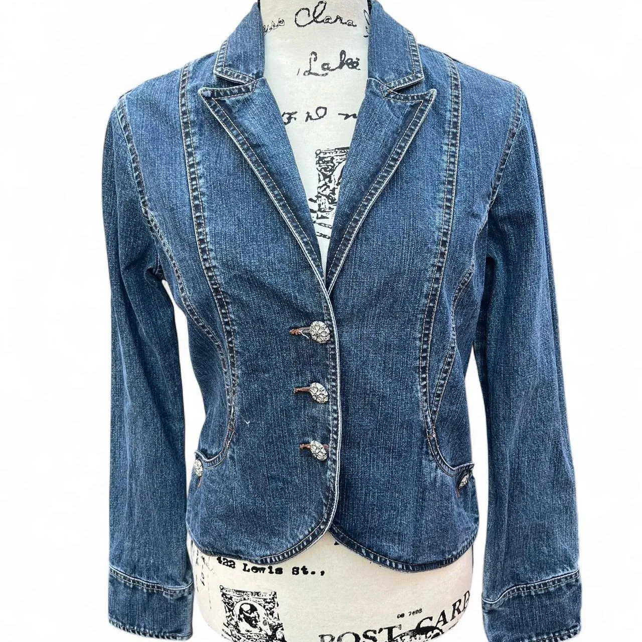 Vintage Y2K French Cuff Hourglass Denim Jacket, photo 1 of 4